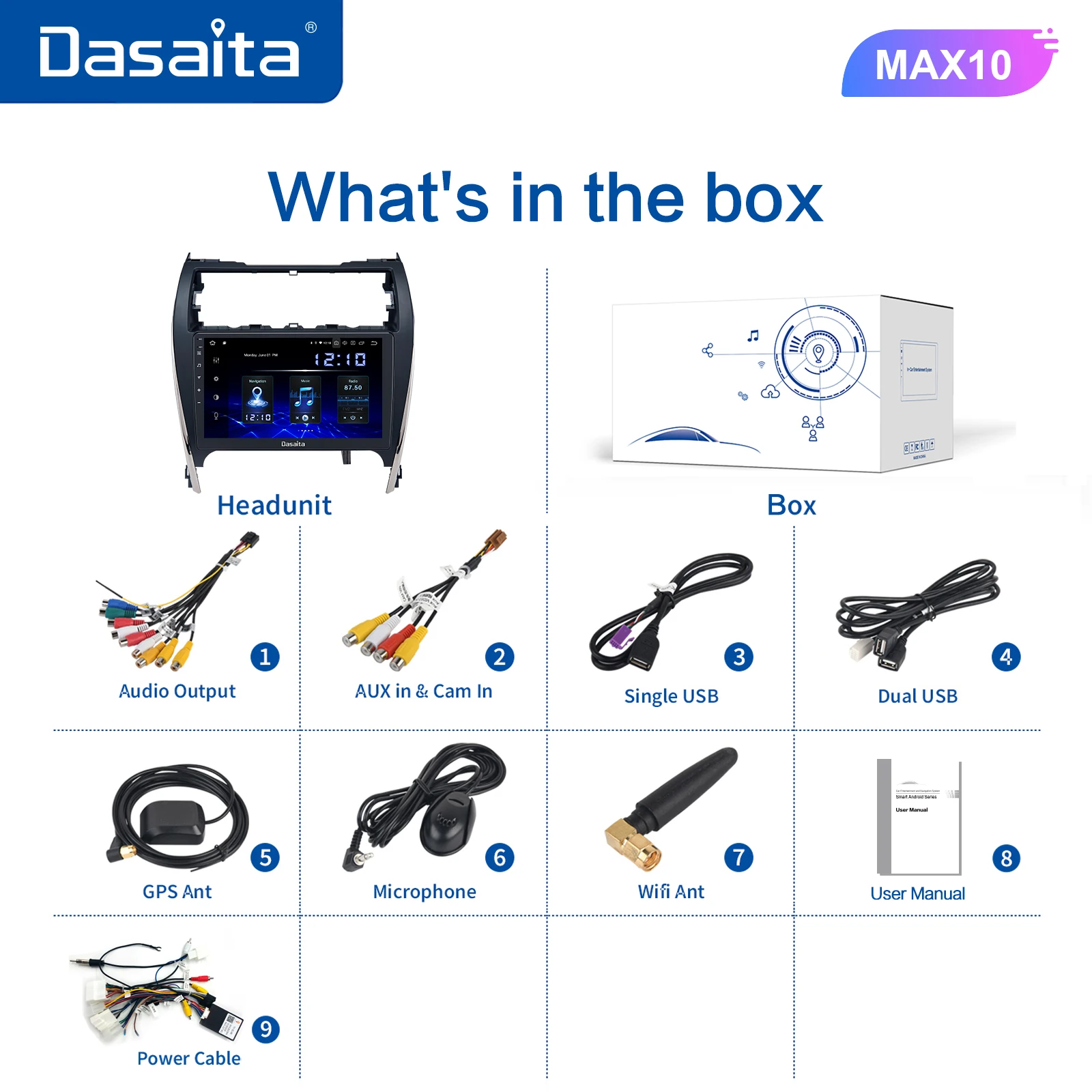 Dasaita 10 2 &quotIPS автомобильный Android 0 1 din плеер для Toyota Camry 2012 2013 2014 США и средний восток