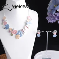 meicem geometric necklace for women 2021 design fashion design choker chain necklaces enamel bridal wedding jewelry friends gift