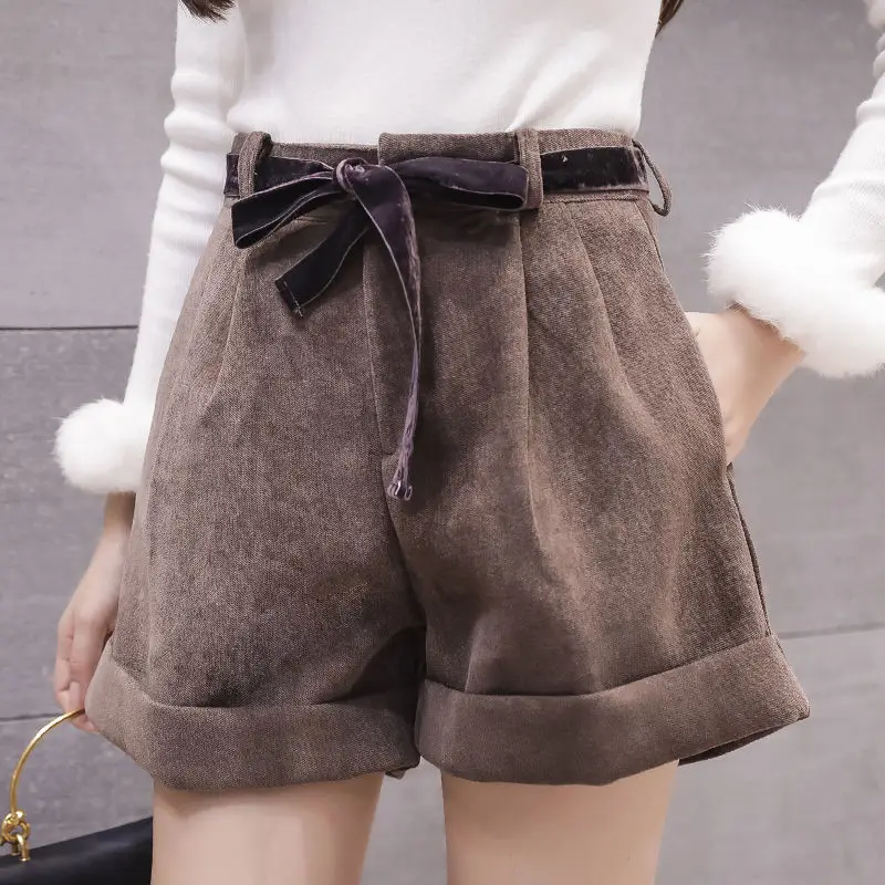 Новинка 2020 Зимние Женские однотонные свободные шорты женские повседневные
