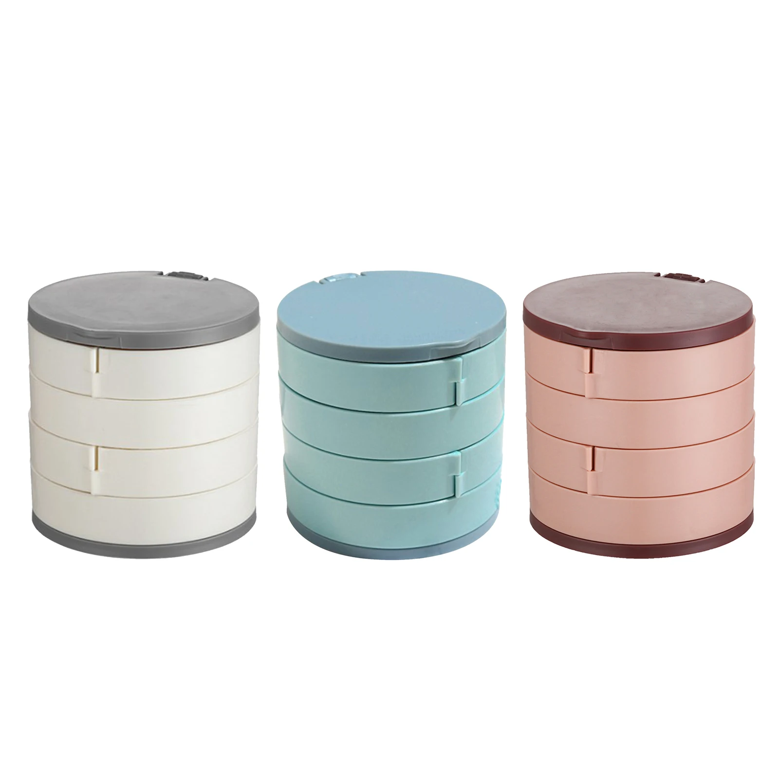 

Earrings Jewelry Box Multilayer Rotating with Makeup Mirror for Hair Rope Hairpin Lipstick