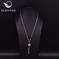xlentag natural fresh water white pears long pendant neckalce for women accessories girl wedding party luxury jewelry gn0168