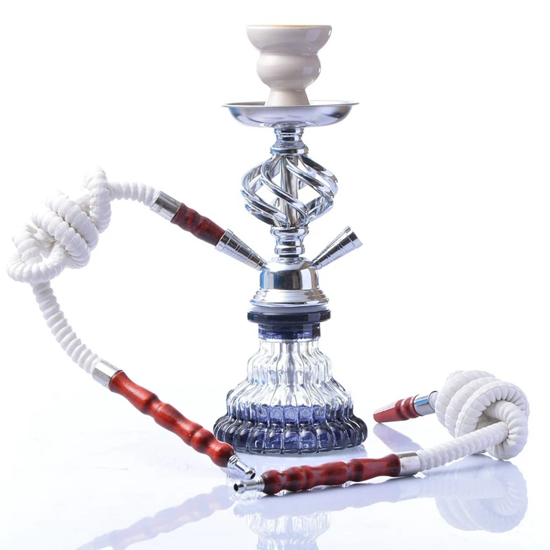 

Whole case sale Cheap Glass Hookah Shisha set with 2 Hose acrylic and Ceramic Bowl