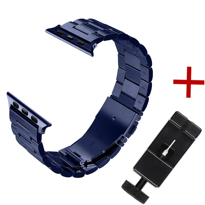 Blue Joyozy для Apple Watch ремешок из нержавеющей стали модный металлический спортивный браслет из нержавеющей стали ремешок для iWatch Series5 4 3 2 1 - Цвет ремешка: Blue