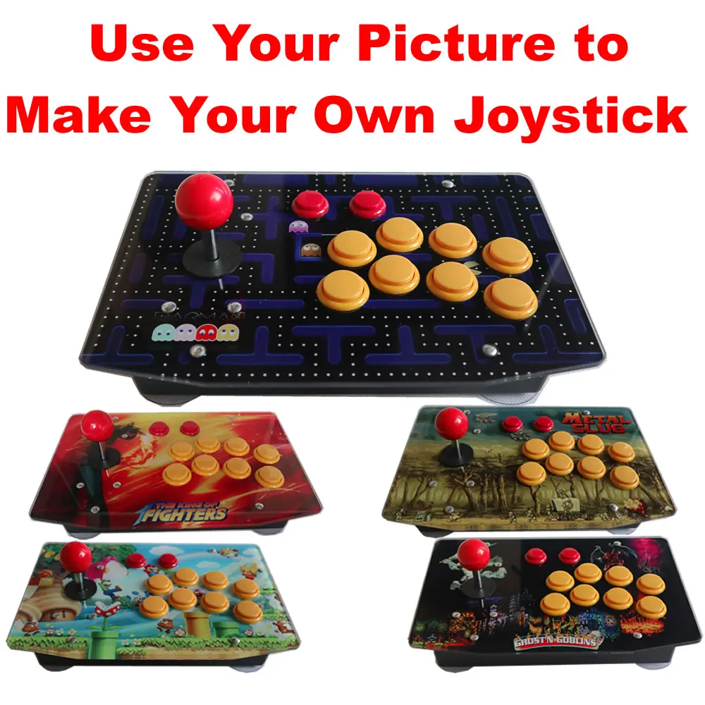 Joystick de Arcade RAC-J500S, controlador de juegos con cable, panel de control acrílico, para PC, personalizado, con USB y 10 botones