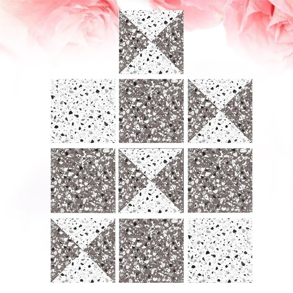 

10pcs Creative Tile Stickers Waterproof Self-Adhesive Decorative Wall Stickers Stylish Wall Ornament for Home Kitchen (10x10cm)