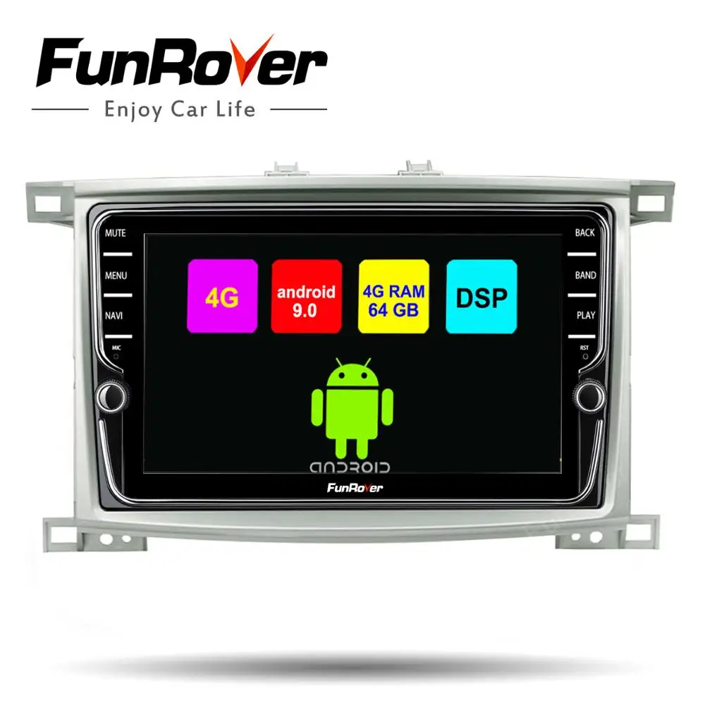 Funrover 9 &quotВосьмиядерный Android 0 автомобильный Радио плеер DVD GPS для Toyota Land cruiser LC 100 1998