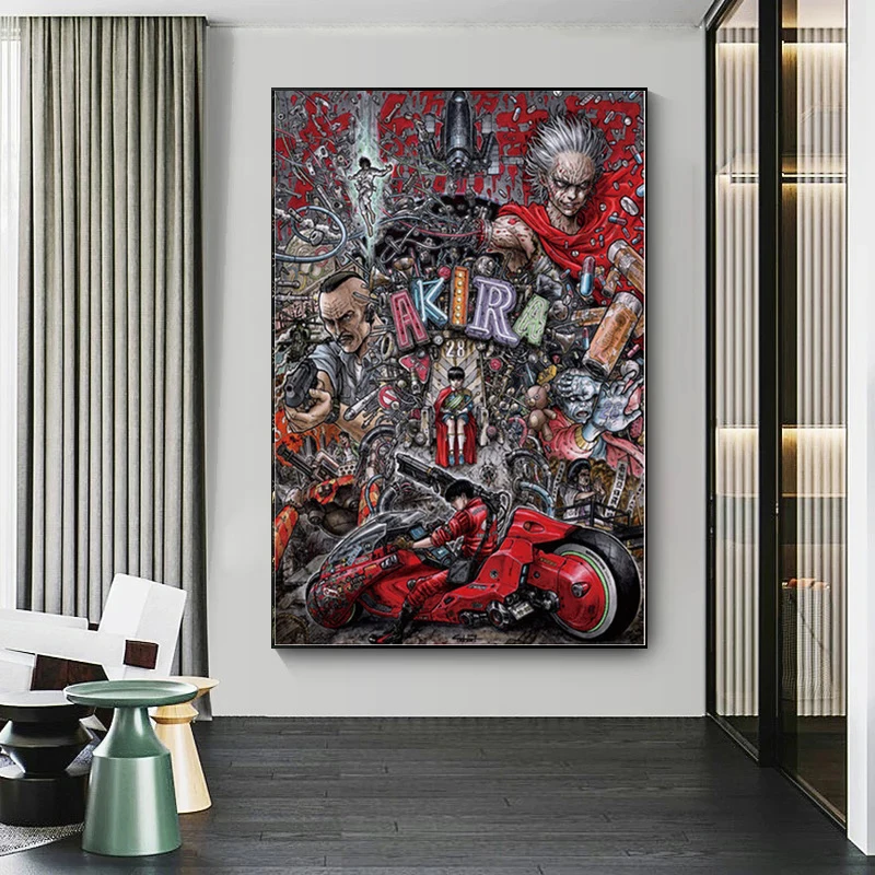 Постер и печать на холсте японского аниме Манга картина маслом в стиле красного