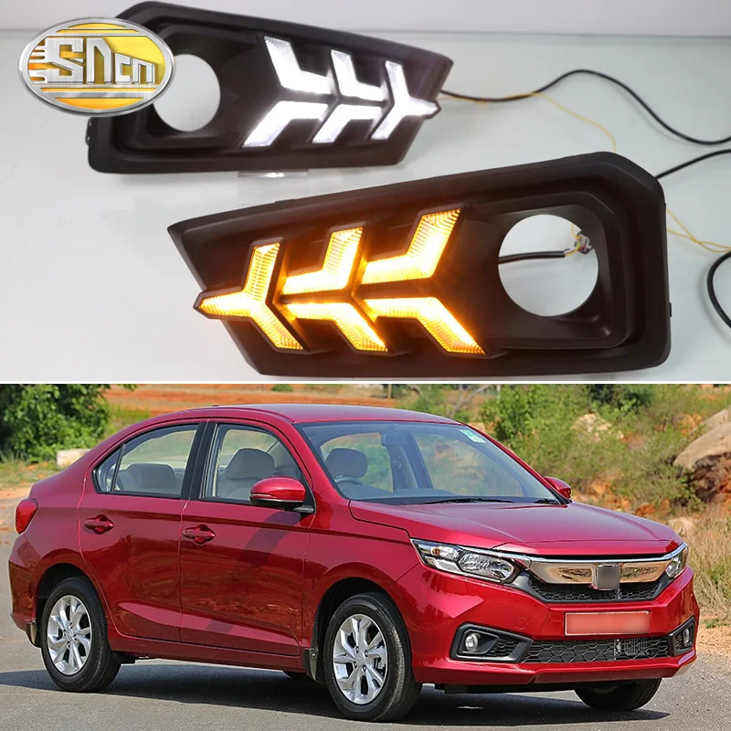 Светодиодный светильник дневного света для Honda Amaze 2018 2019 указателя поворота DRL
