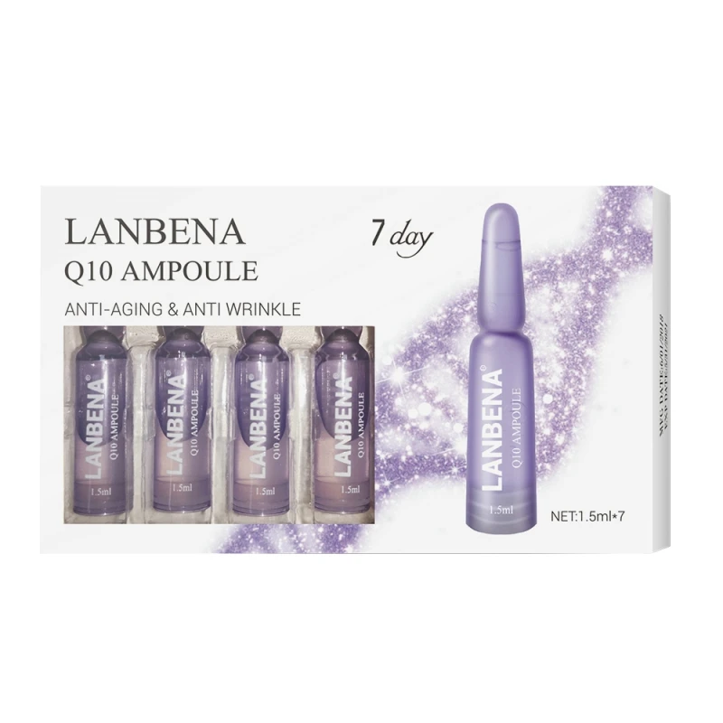 LANBENA ампульная Сыворотка гиалуроновая кислота+ витамин С+ ретинол золота 24 К+ Q10+ керамид против старения морщин увлажнение на 7 дней