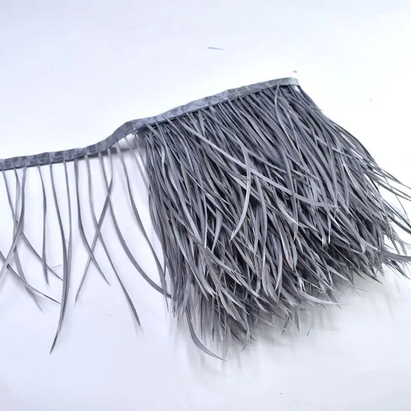 gray 1 м кожа розовый гусиные перья отделка бахрома швейная одежда 6-" DIY натуральные волосы перья ленты вечерние свадебные украшения - Цвет: gray