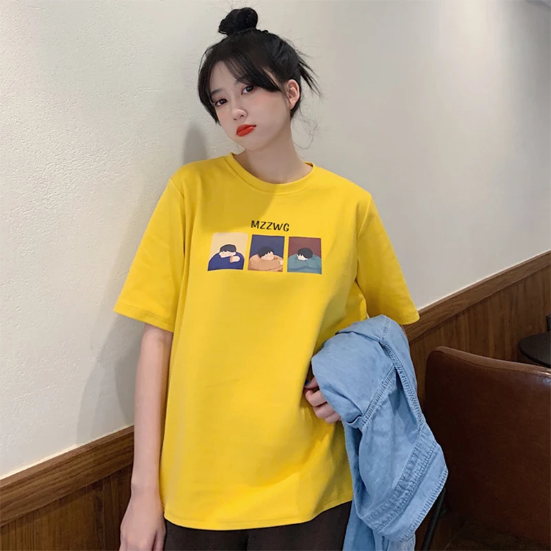 Футболка женская с коротким рукавом шикарная Свободная рубашка в японском ретро