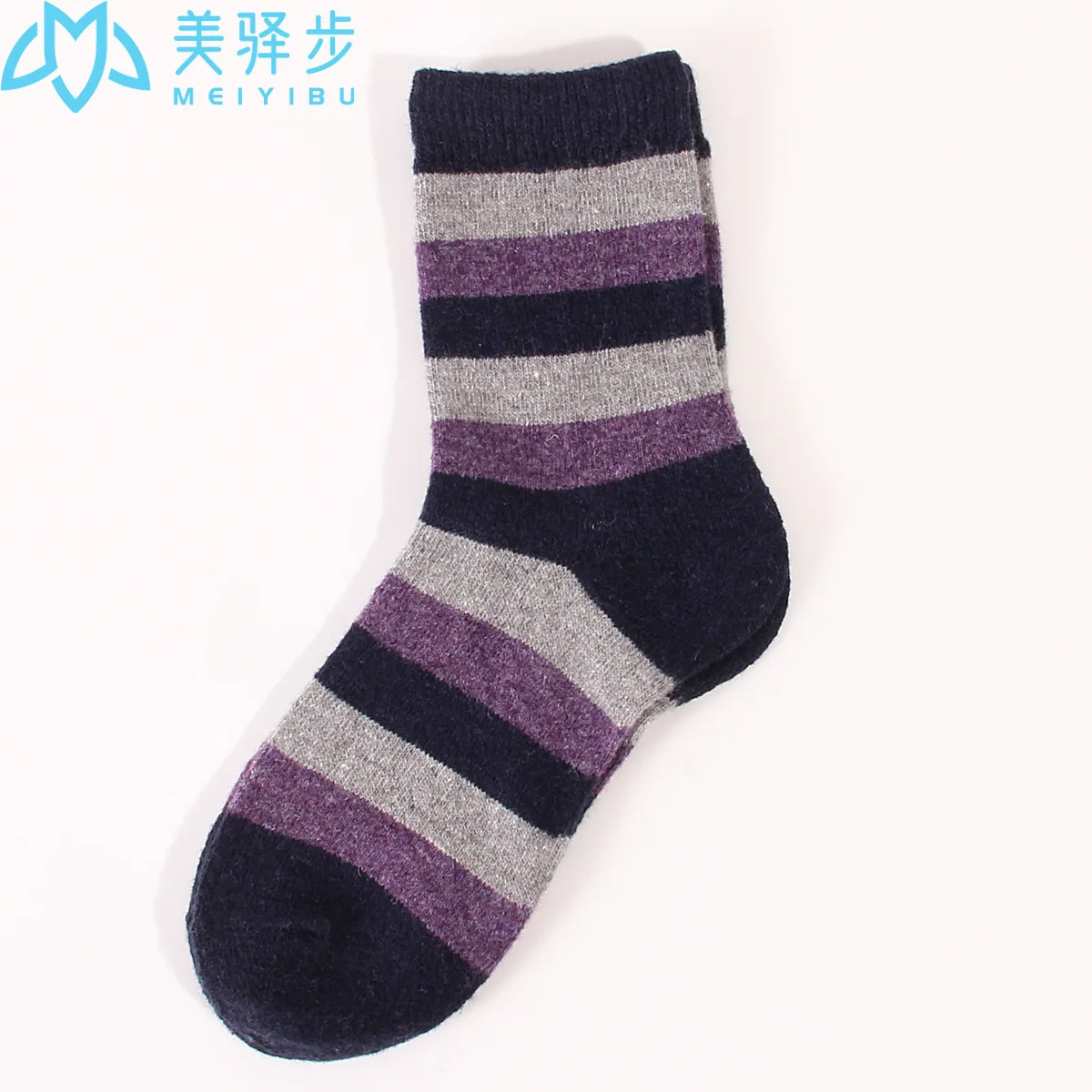 Thick Stripes Winter Warm Female Wool Socks 12 PAIRS PER SET