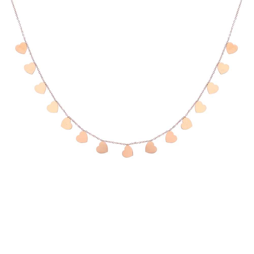 Ожерелье женское из нержавеющей стали под розовое золото с подвеской в форме