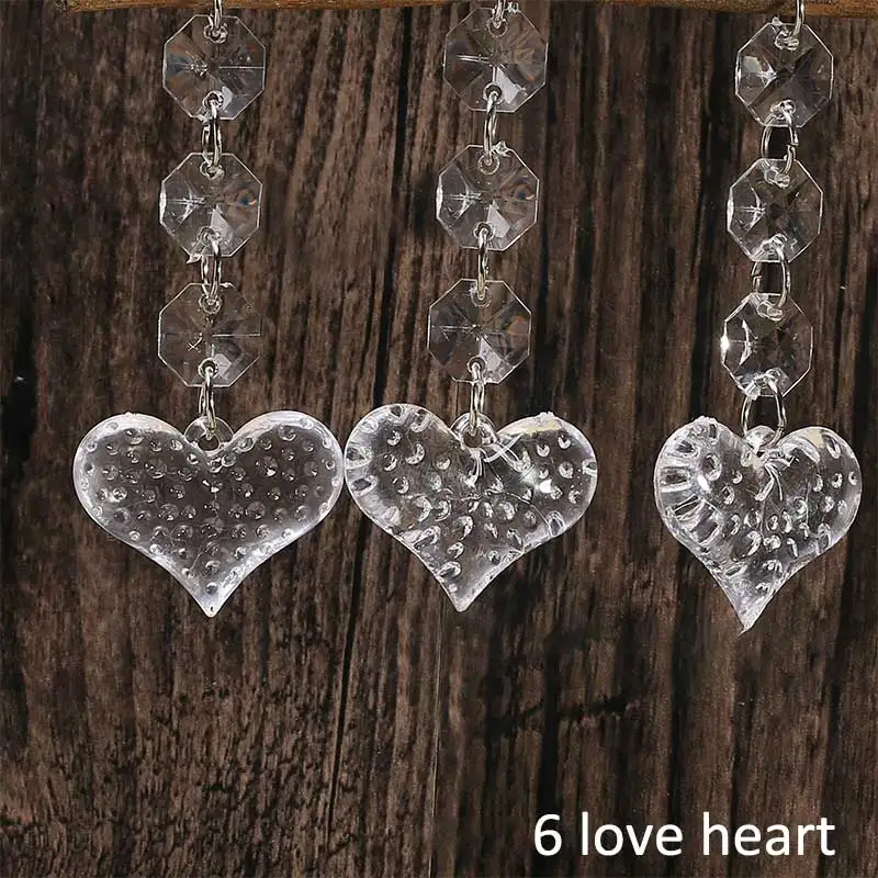 6 love heart 10 шт. гирлянда Висячие вечерние декоративная люстра аксессуары акрил форма капли Свадебные украшения центральные хрустальные бусины - Цвет: 6 love heart
