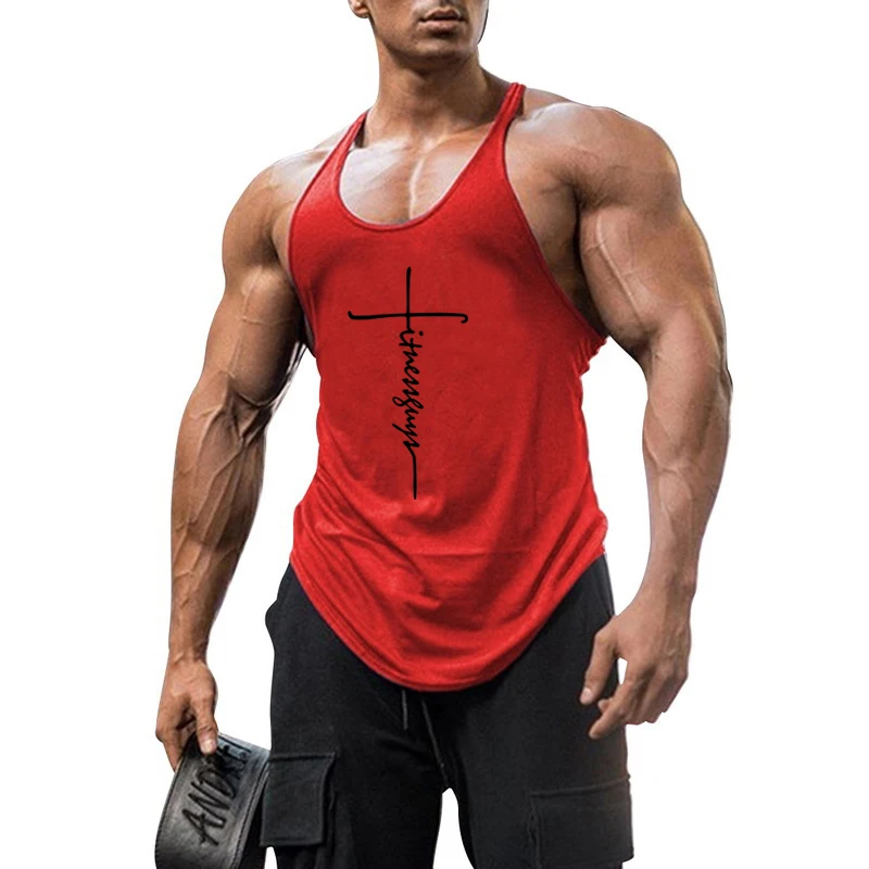 Brand Gym Stringer Tank Top Men Bodybuilding Clothing Cotton Sleeveless Shirt Man Fitness Vest Singlet Sportwear Workout Tanktop | Мужская