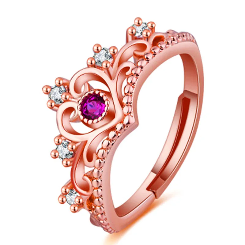 Кольцо в виде короны из циркония с изменяемым размером простой стиль праздничный