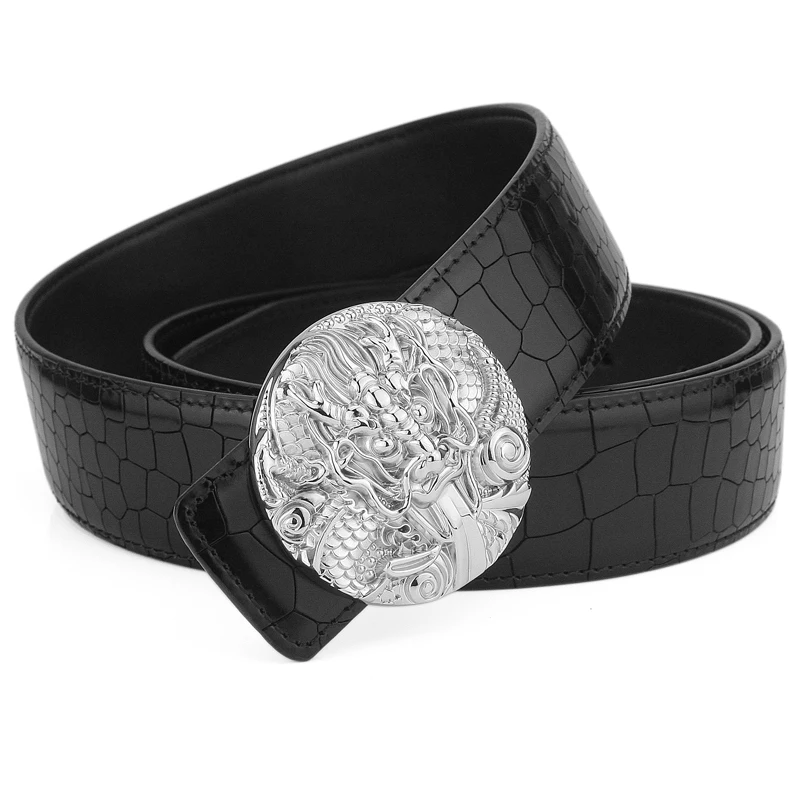 

High Quality Lion Buckle Belt For Men High Quality Leather Wide Waist Engraved Belt Chinese Style Fashion Designer Belt Cowskin