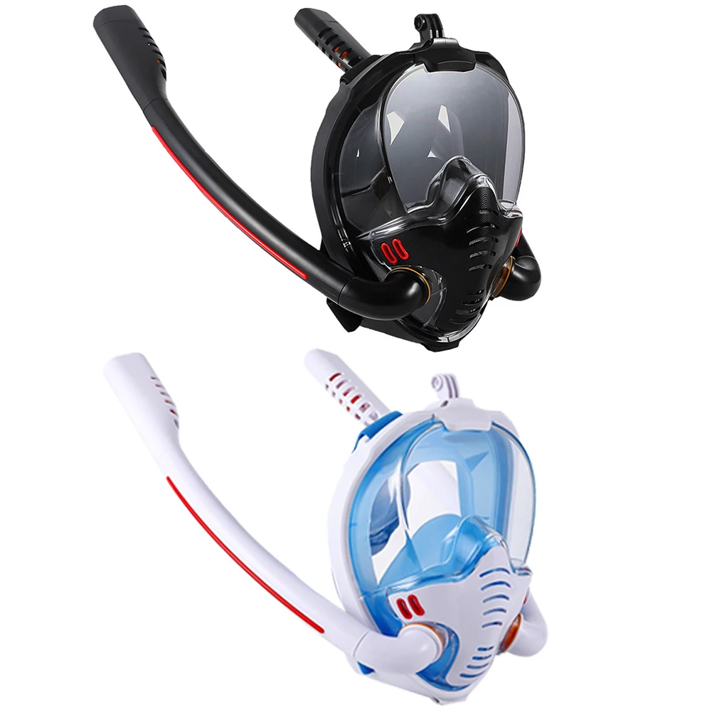 Underwater Scuba Anti Fog Full Face Diving Mask Swimming Mask Double Breathing Tube Snorkeling Scuba Diving Face Goggles