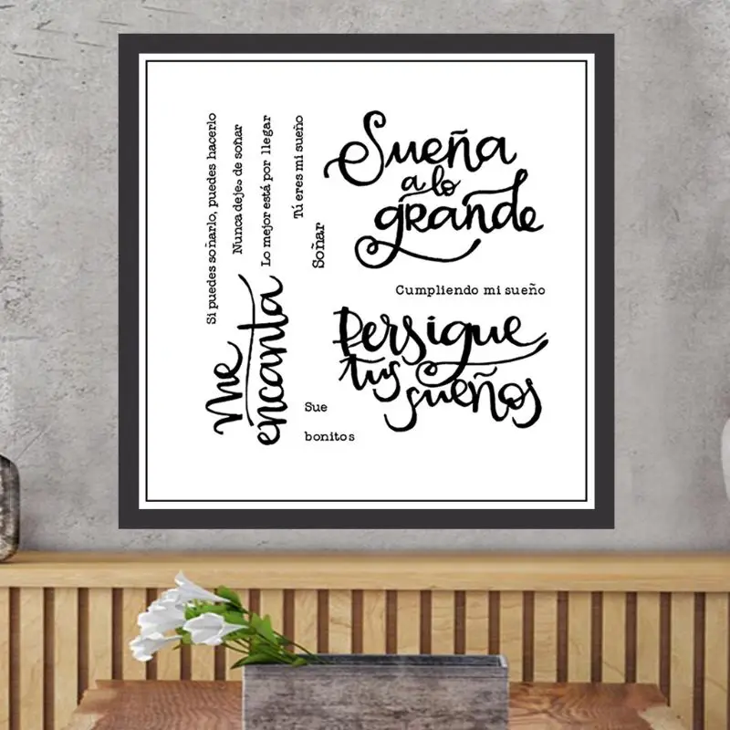

Spanish Word DIY Silicone Clear Stamp Cling Seal Scrapbook Embossing Album Decor