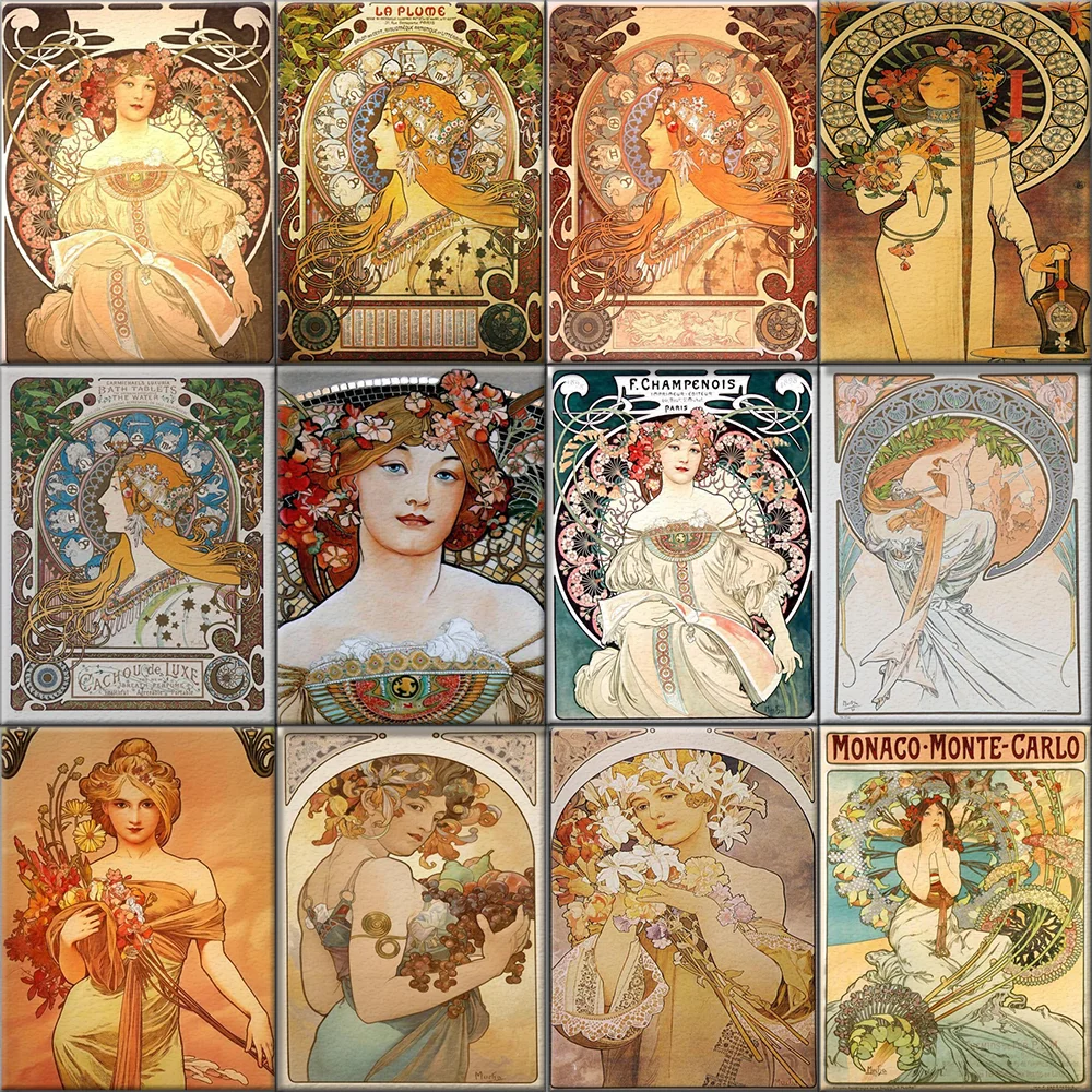 Full Square Diamond Painting Alphonse Maria Mucha Artwork Home Decor Cross Stitch 5d DIY Diamond Embroidery Mosaic Rhinestone