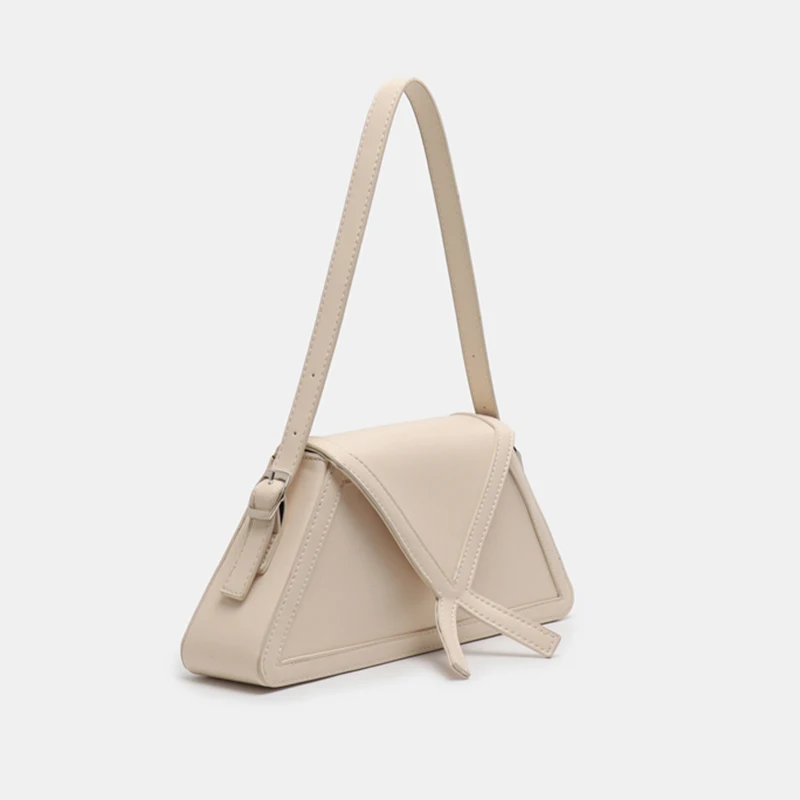 

[EAM] Women New Stitching Contrast Trapezoid Handbag PU Leather Flap Personality All-match Shoulder Bag Fashion 2021 18A1955