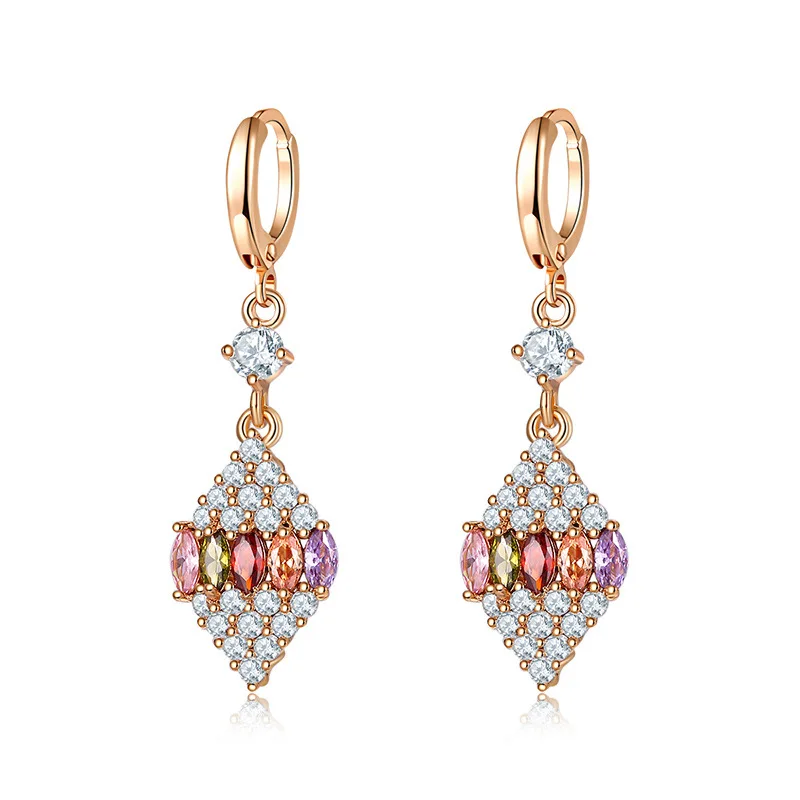 

Copper Micro Inlaid Bow Zircon Rhombus Tassel CZ Prevent Allergy Earring Pendan Clothes Accessories Luxury Delicate Jewelry Gift
