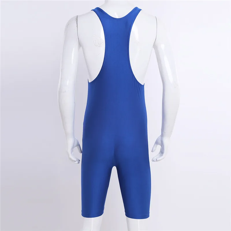 Мужские однотонные трусы-боксеры без рукавов облегающее боди для плавания