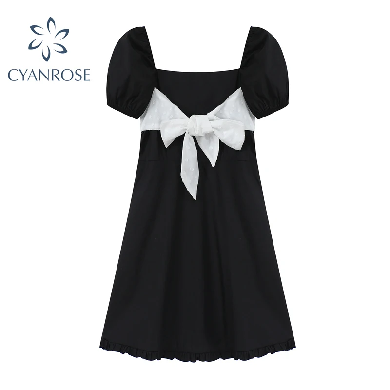 Женское винтажное платье с бантом красное принцессы высокой талией и квадратным