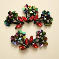 5pcs flower beaded patches for clothing handmade floral rhinestone patch for clothes parches bordados para ropa