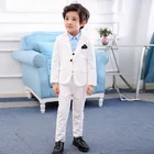 Цветочный белый свадебный костюм для мальчиков, детское платье-смокинг для выпусквечерние вечера и крещения, костюм для выступления на детский день Pinao