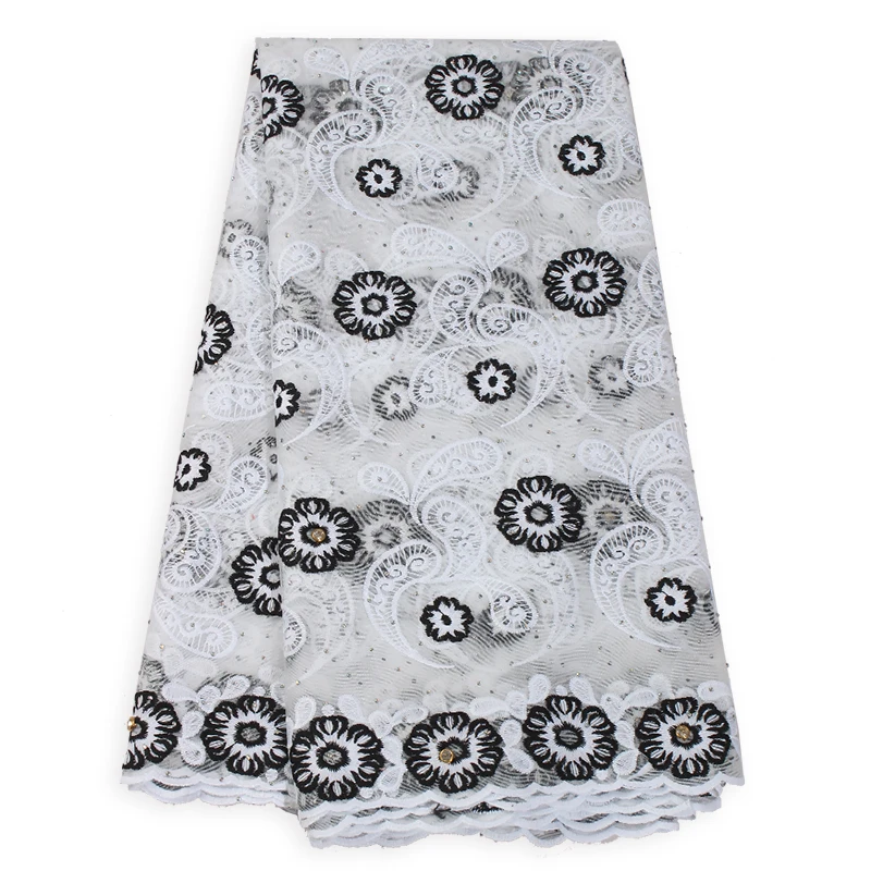 Высокого класса Французский Тюль кружевная ткань молочный шелк чистая Цветочная