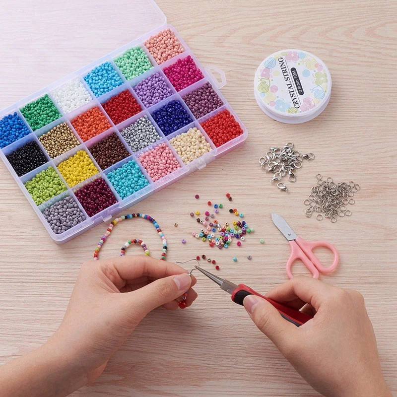 

Seed Beads for Bracelets, 24 Colors 3mm Colored Small Glass Beads for Bracelets Jewelry Making Crafts 7920 Pcs