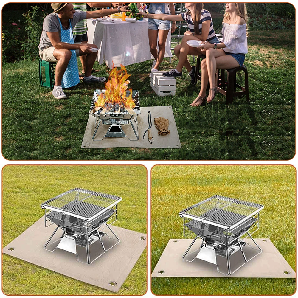 

Camping Fireproof Grill Mat Cloth Flame Retardant Ember Mat Blanket Heat Insulation Pad for Outdoors Picnic Barbecue