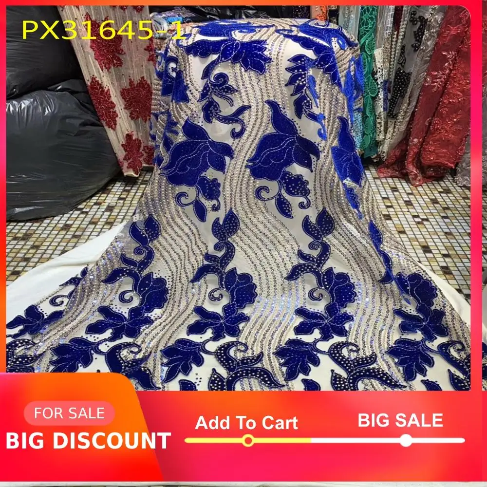Нигерия уникальный королевский синий дизайн бархатная кружевная ткань вышитые