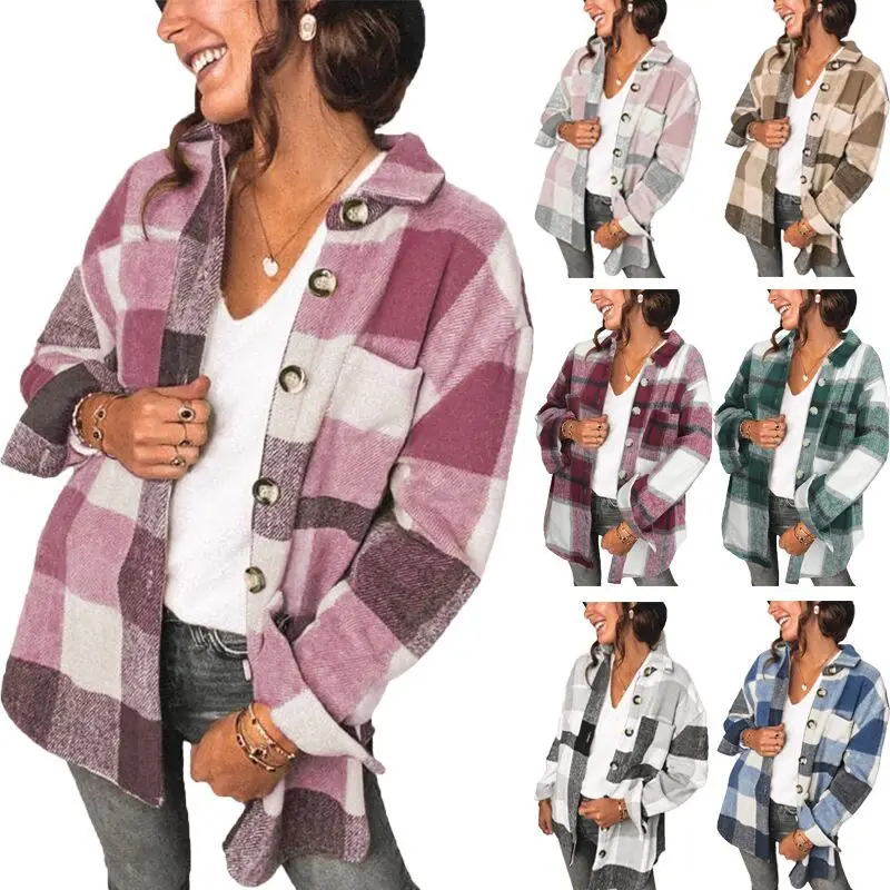 

Womens Tops 2022 Spring Autumn Print Plaid Shirt Women Long Sleeve Blouse Women Clothes Roupas Femininas Chemisier Femme X199
