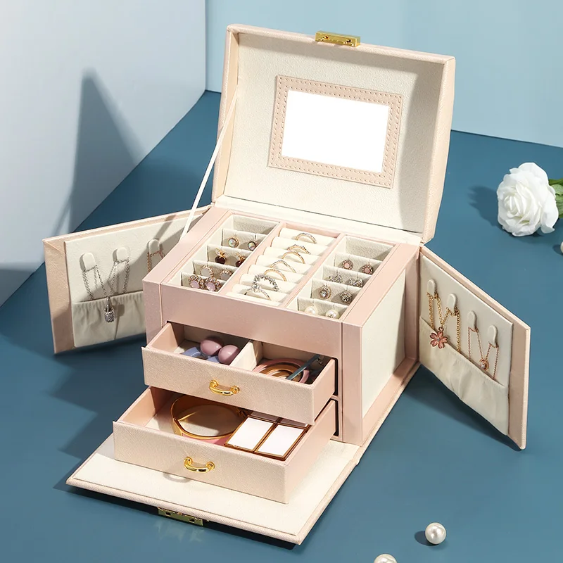 Чехол Грейс Роскошные 3 слоя коробка для хранения ювелирных изделий с зеркальный