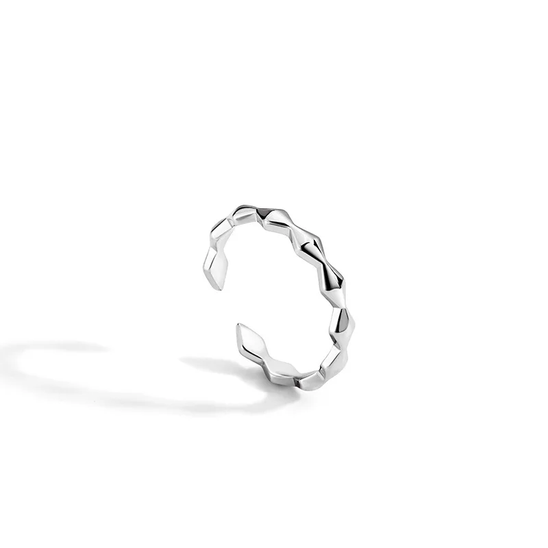 

2021 Trendy Minimalist Rings for Women Jewelry Finger Adjustable Rings Geometric Rhombus Wavy Hoop Unique Party Gift Wholesale