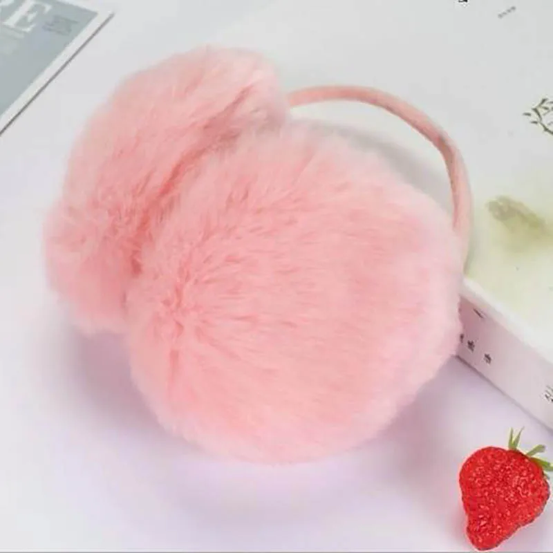 M08 Light Pink Calymel, женские зимние милые наушники, искусственный мех кролика, наушники для ушей, регулируемые, теплые, тепловые, пушистые, плюшевые, покрытие для ушей, протектор для девочек - Цвет: M08 Light Pink