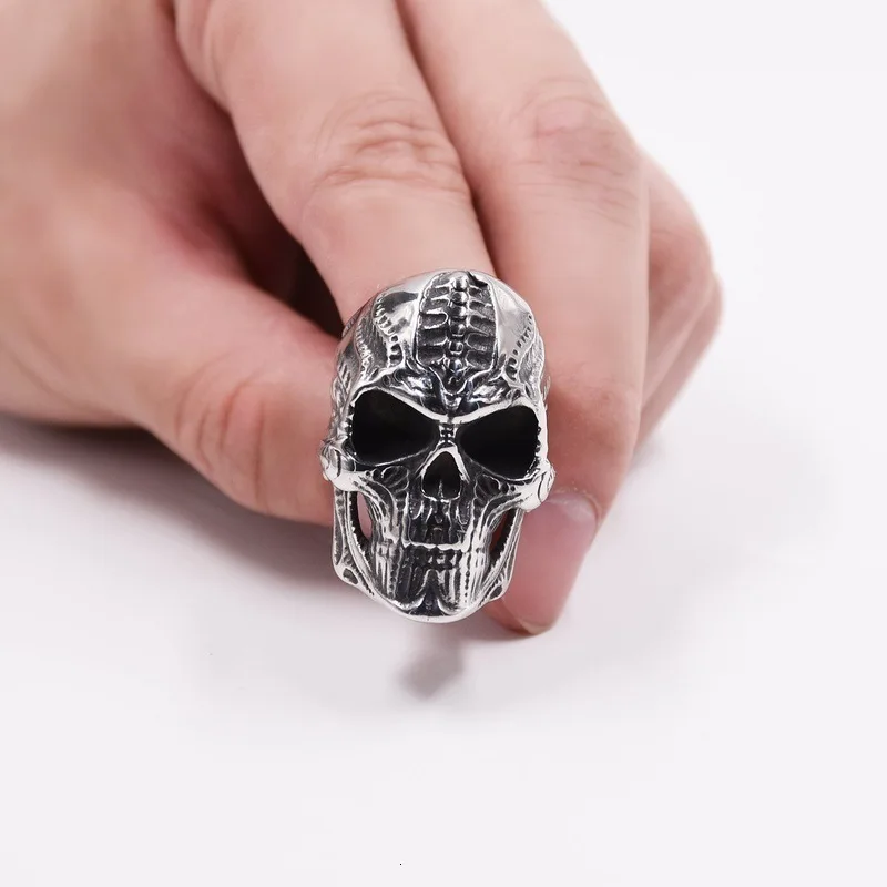 Череп в стиле рок панк мужское кольцо хип хоп Нержавеющая сталь из страз особой