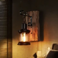 retro industrial solid wood wall lamp e27e26 american rural loft bar wooden lamps for vintage home decor luster led lighting