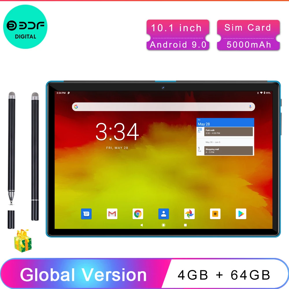 

10.1 Inch Tablets Android 9.0 4GB + 64GB 4G Phone Call Smart Pc Android Tablet Android, Tablet Phone,Android tablette,Touch Pen