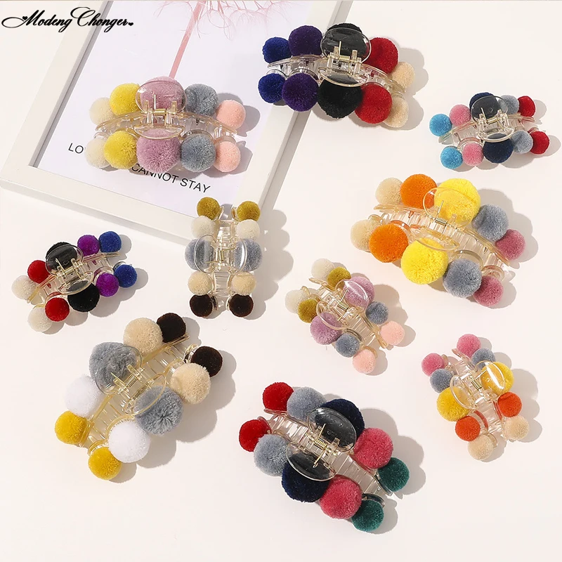 

1PC Fashion Hair Claw Clips Barrette Clamp For Women Colorful Hair Ball Hairpin Girls Elegant Hair Styling Claw Accessories Hot