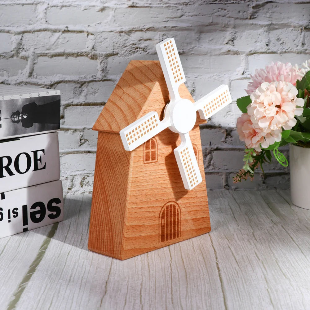 Деревянная музыкальная шкатулка в форме ветряной мельницы для дома рабочего