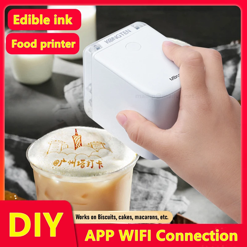 Direct To Food DIY Bread Macaron Coffee Beer Label Printer Edible Food Ink Cake Printer Colour Mbrush Mini Handheld Food Printer