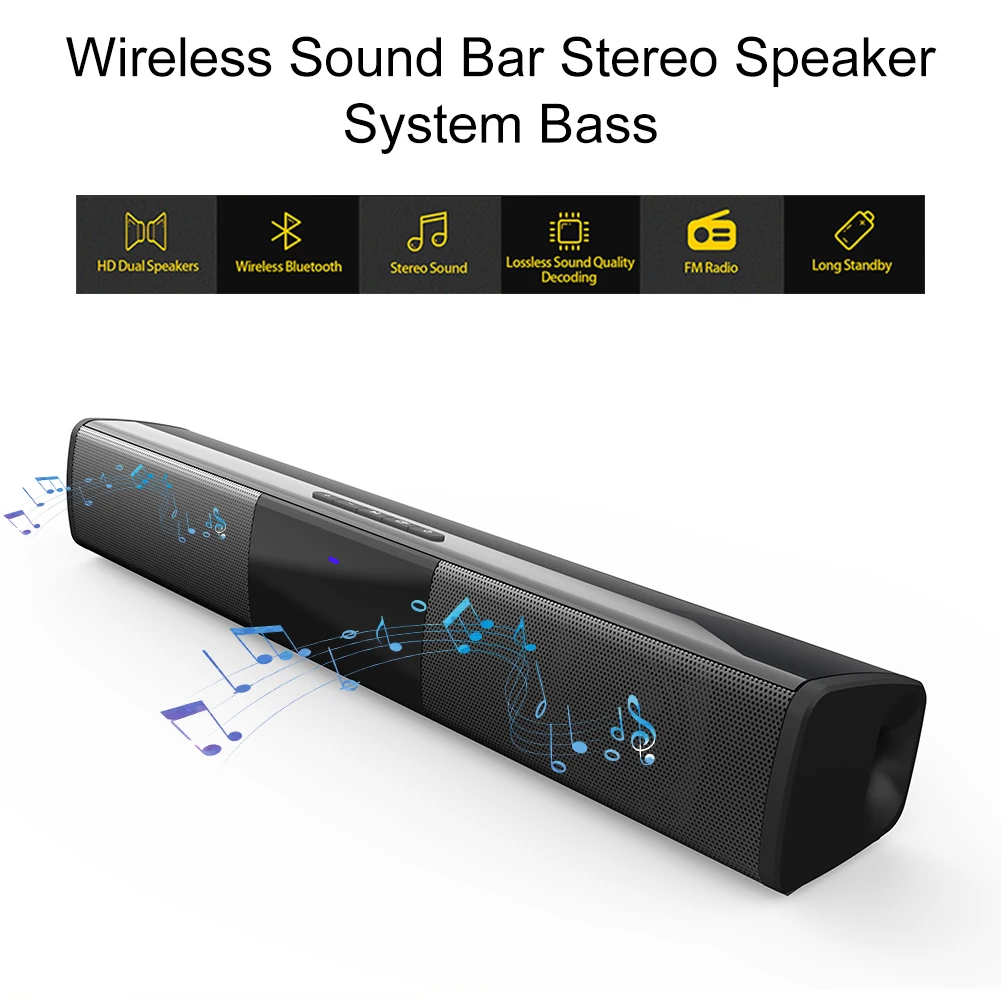 

Портативная Bluetooth-звуковая панель, Беспроводная Bluetooth-звуковая коробка, стереоколонка 3,5 мм, сабвуфер для ТВ, домашнего кинотеатра
