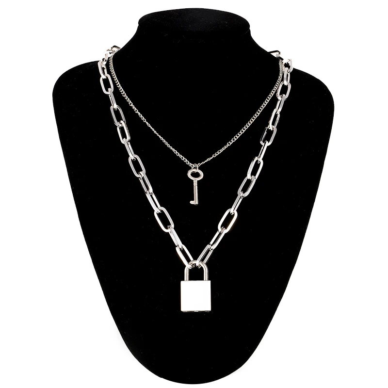 

Lock Chain Necklace With A Padlock Pendants Women Men Punk Jewelry On The Neck 2021 Grunge Aesthetic Egirl Eboy Accessories