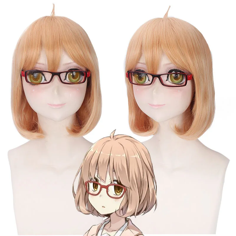 Kyokai No Kanata Мирай Курияма короткий оранжевый розовый синтетический парик для