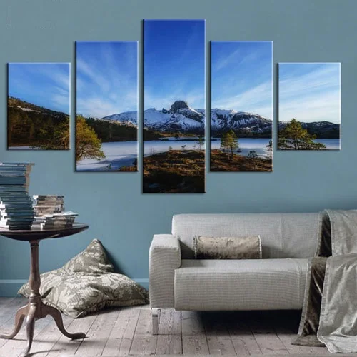 Холщовые картины плакаты Снежная горная Норвегия Настенная картина с ландшафтом