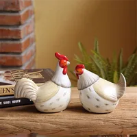 1 Pair Chickens Ceramic Small Ornaments Handicrafts Living Room Desktop Decoration Crafts Home Decor Accessories