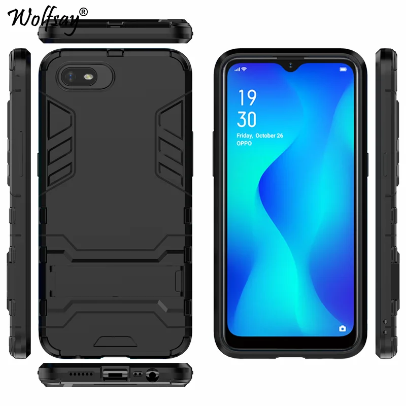 Чехол для Oppo Realme C2 противоударный Гибридный чехол с подставкой силиконовый